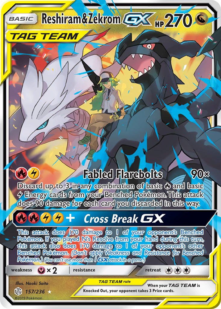 Reshiram & Zekrom-GX - Cosmic Eclipse #157